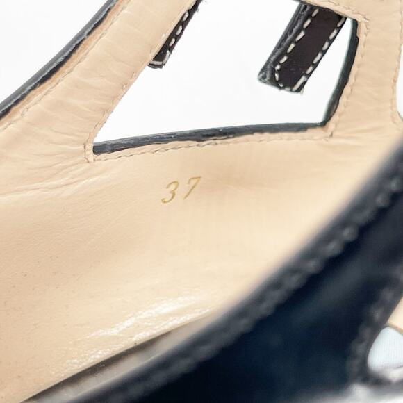Prada Fall 2015 Runway Black Leather Gray Rubber Mary Jane Block Heel size IT 37 - Picture 12 of 13